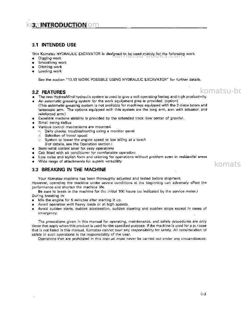 Komatsu pc60-7jpn-w/ front blade Operation manual cover Page 7 Komatsu pc60-7jpn-w/ front blade Operation manual cover Page 7