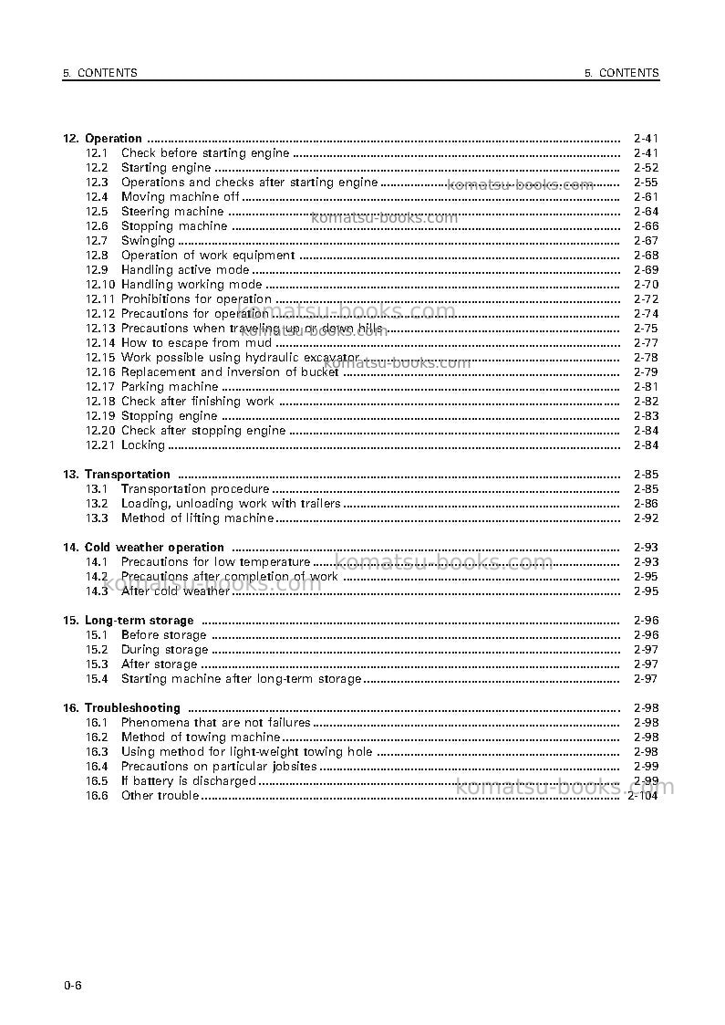 Komatsu pc300lc-6jpn Operation manual cover Page 7