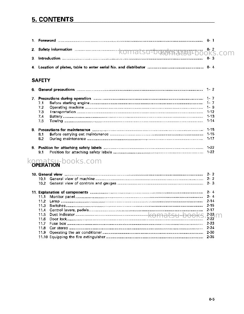 Komatsu d85e-21jpn Operation manual cover Page 7 Komatsu d85e-21jpn Operation manual cover Page 7