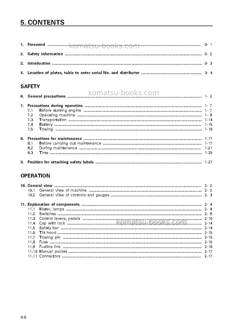 Komatsu wa30-5jpn Operation manual cover Page 7 Komatsu wa30-5jpn Operation manual cover Page 7