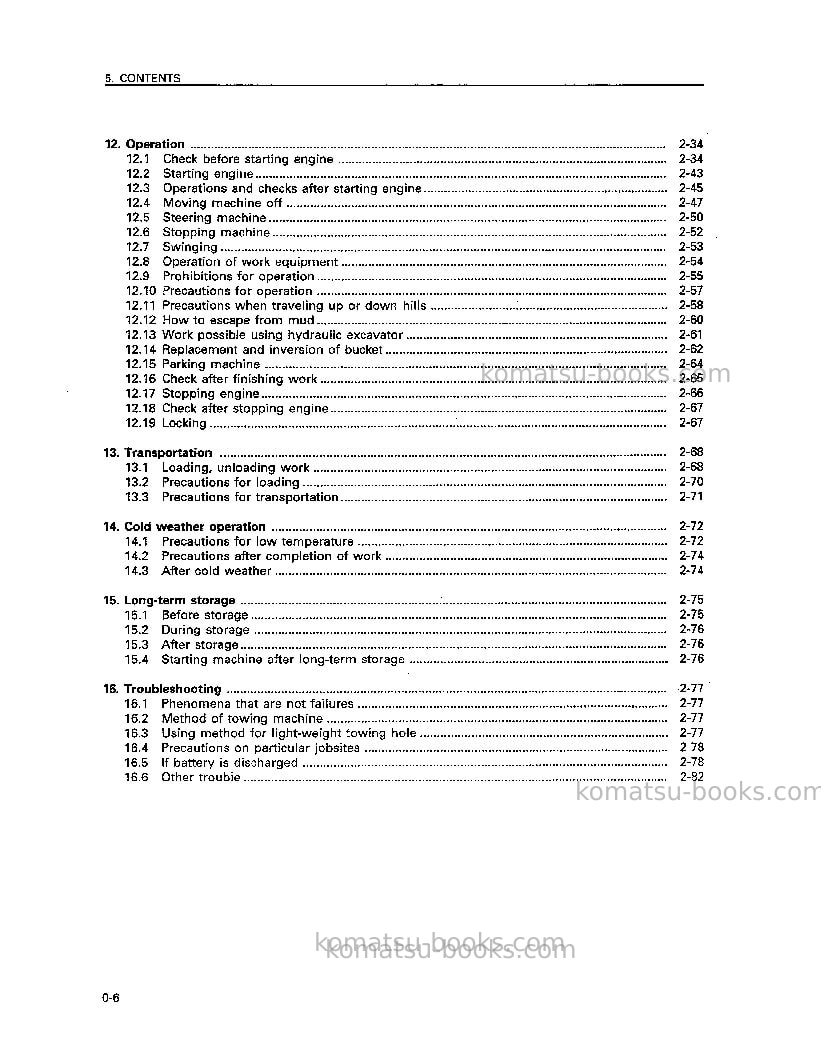 Komatsu pc200-6tha-b Operation manual cover Page 7 Komatsu pc200-6tha-b Operation manual cover Page 7