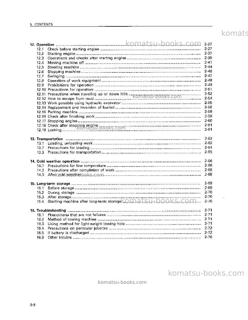 Komatsu pc200-6tha-b Operation manual cover Page 7