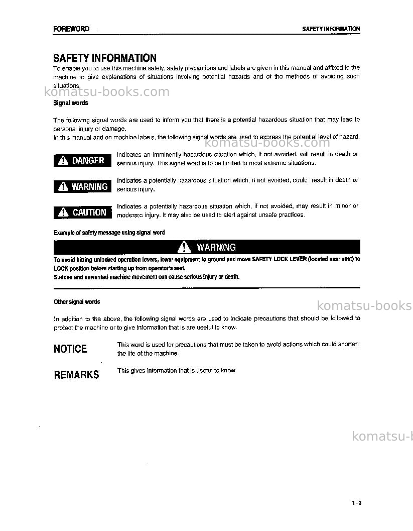 Komatsu pc60-7jpn Operation manual cover Page 7