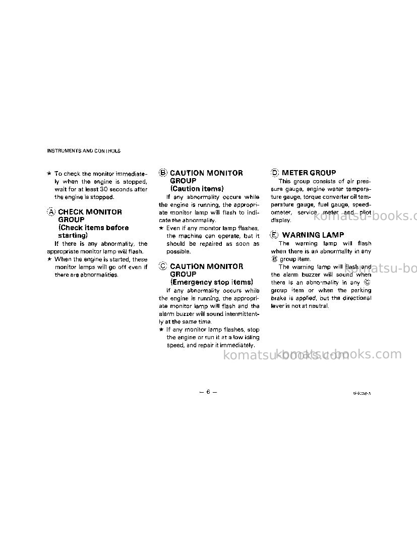 Komatsu wa500-1usa-l Operation manual cover Page 7 Komatsu wa500-1usa-l Operation manual cover Page 7