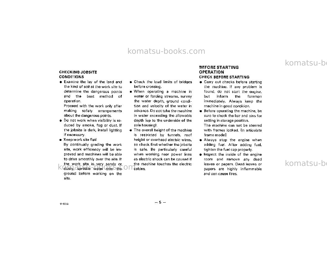 Komatsu wa600-1usa-l Operation manual cover Page 7 Komatsu wa600-1usa-l Operation manual cover Page 7
