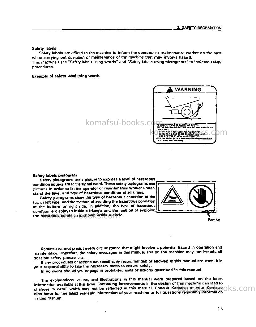 Komatsu hd325-6jpn-tm cntrl system Operation manual cover Page 7 Komatsu hd325-6jpn-tm cntrl system Operation manual cover Page 7