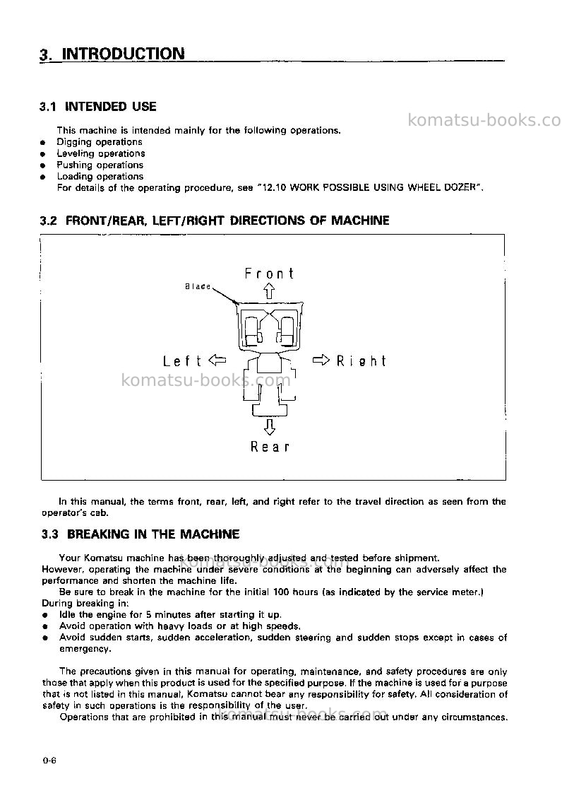 Komatsu wd600-1jpn--50c degree Operation manual cover Page 7 Komatsu wd600-1jpn--50c degree Operation manual cover Page 7