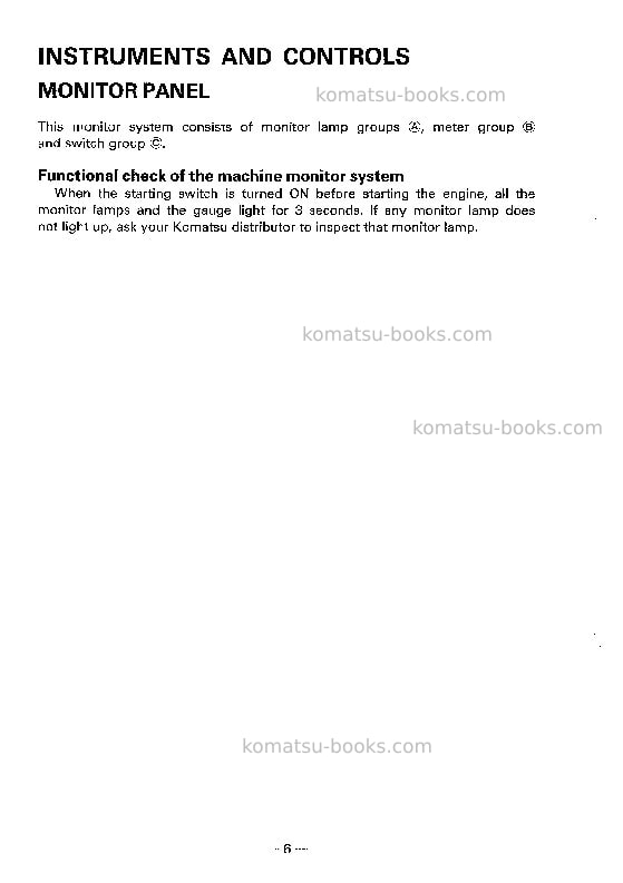 Komatsu pc60-6jpn-custom Operation manual cover Page 7 Komatsu pc60-6jpn-custom Operation manual cover Page 7