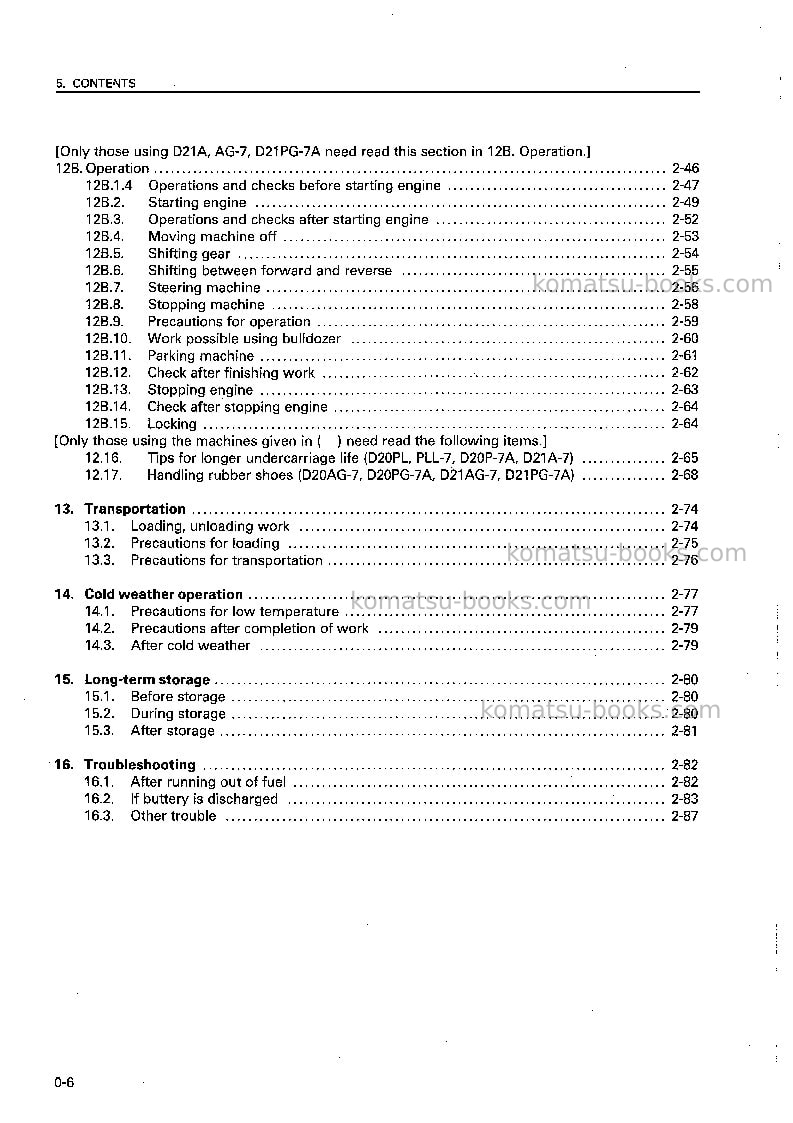 Komatsu d21a-7jpn Operation manual cover Page 7