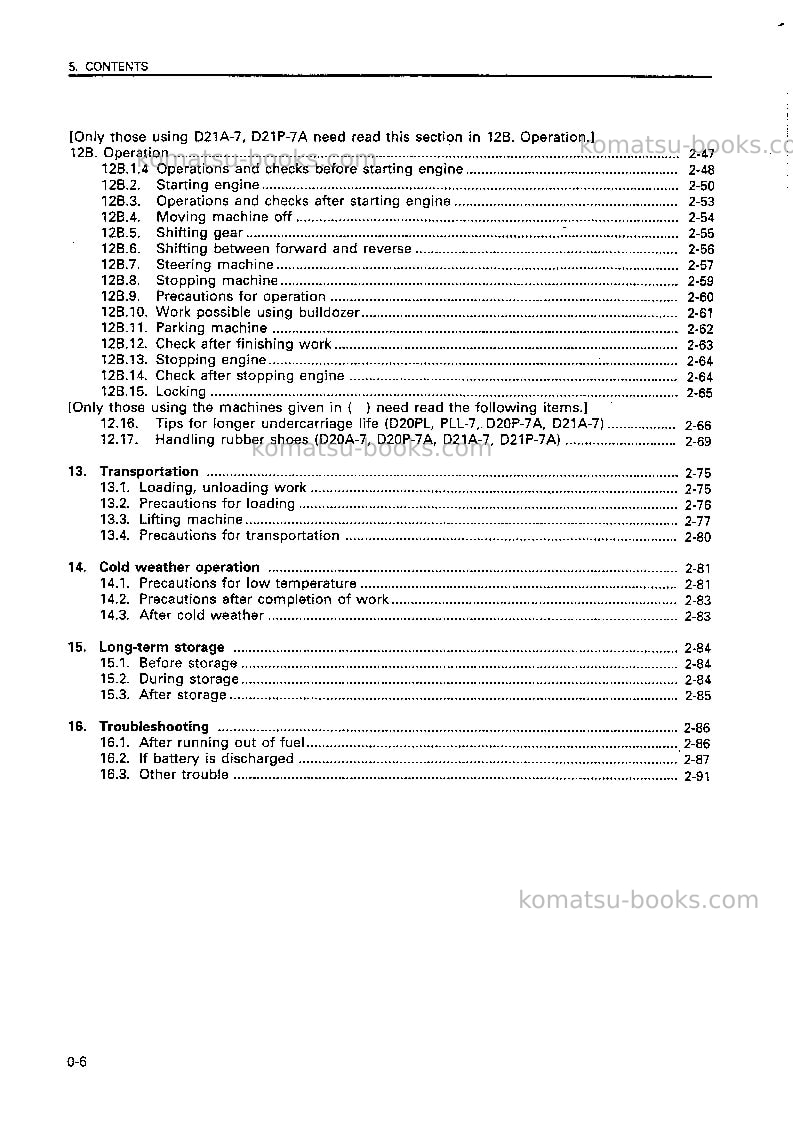 Komatsu d20a-7jpn Operation manual cover Page 7 Komatsu d20a-7jpn Operation manual cover Page 7
