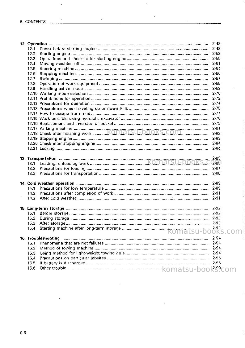 Komatsu pc210-6jpn Operation manual cover Page 7 Komatsu pc210-6jpn Operation manual cover Page 7