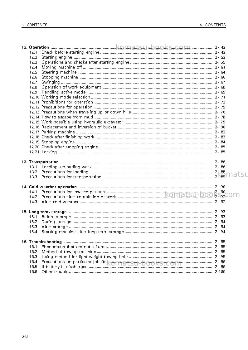 Komatsu pc210-6jpn Operation manual cover Page 7 Komatsu pc210-6jpn Operation manual cover Page 7