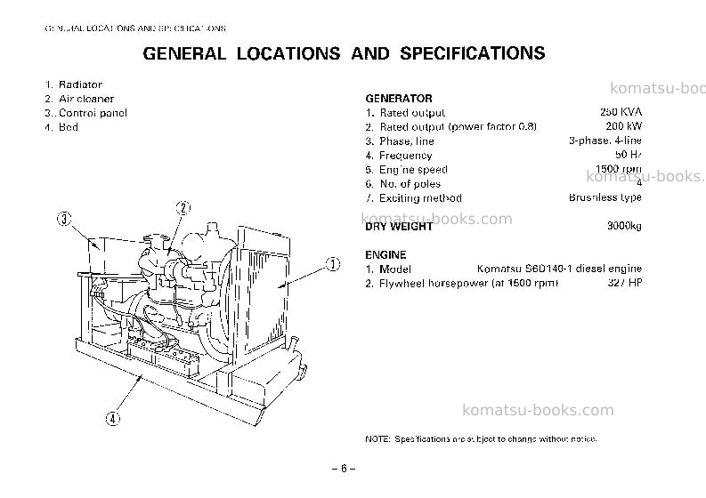 Komatsu eg300l-5jpn Operation manual cover Page 7 Komatsu eg300l-5jpn Operation manual cover Page 7