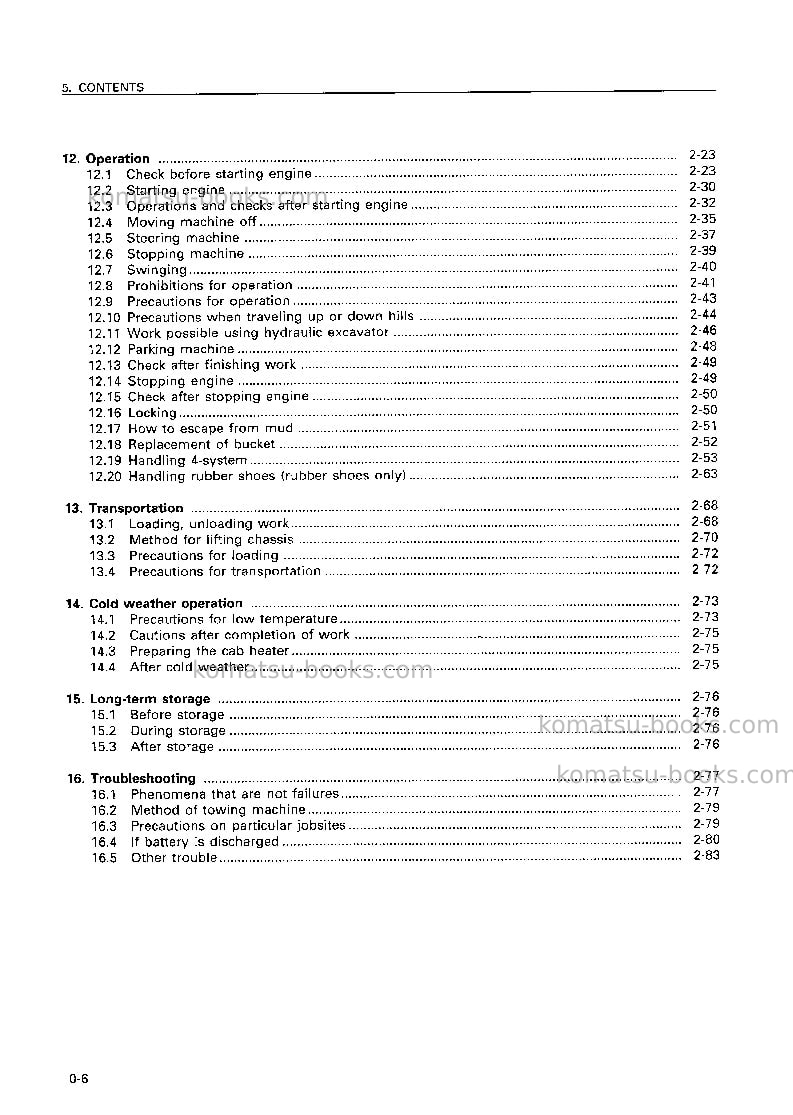 Komatsu pc75uu-2jpn Operation manual cover Page 7 Komatsu pc75uu-2jpn Operation manual cover Page 7