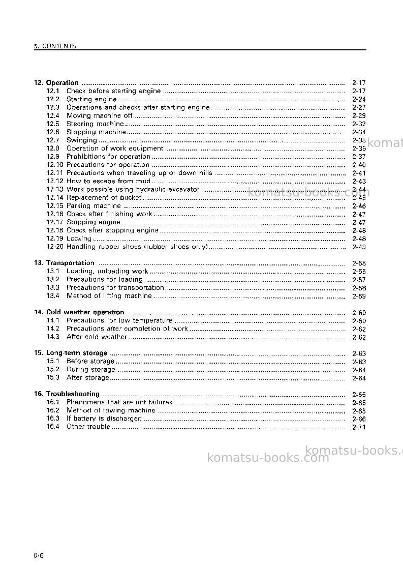 Komatsu pc05-7jpn Operation manual cover Page 7 Komatsu pc05-7jpn Operation manual cover Page 7