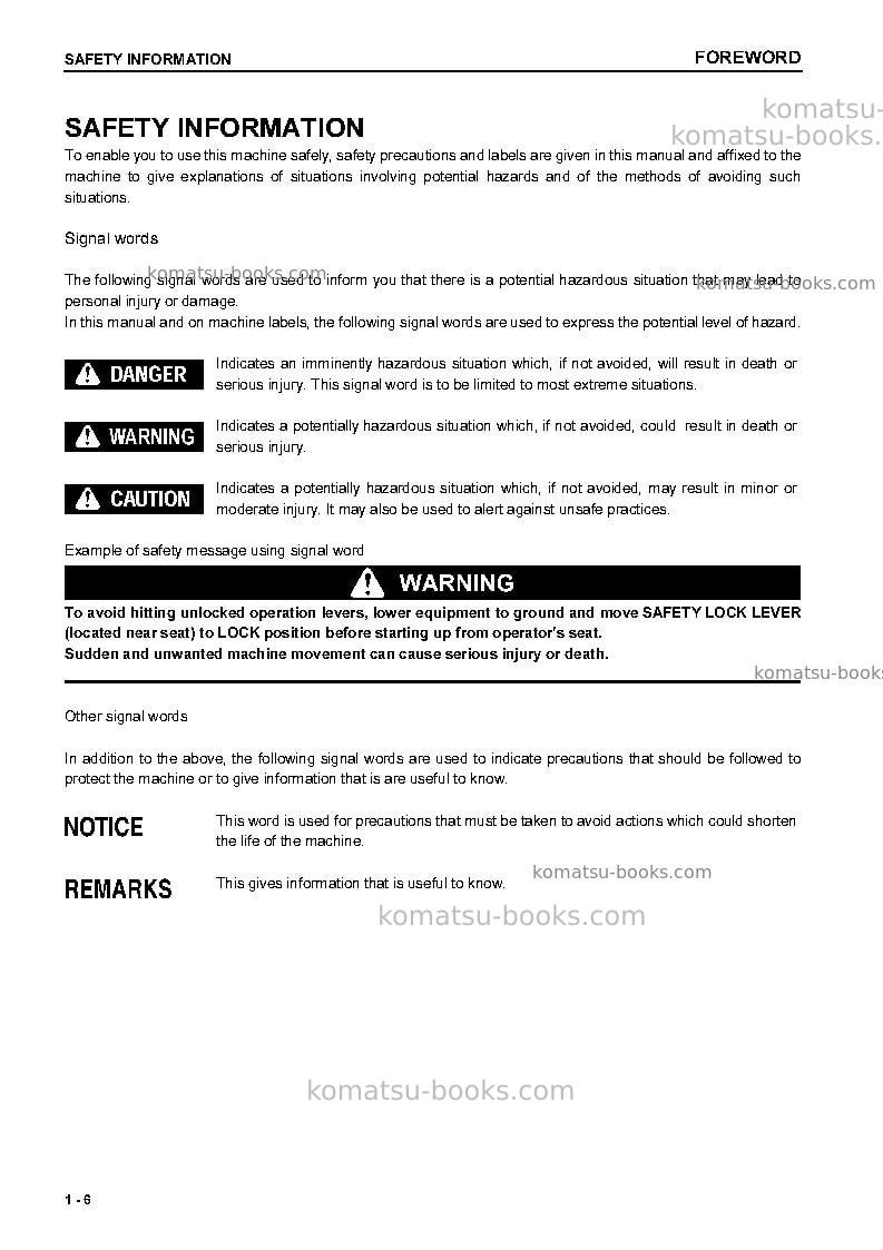 Komatsu d65ex-12jpn Operation manual cover Page 7 Komatsu d65ex-12jpn Operation manual cover Page 7