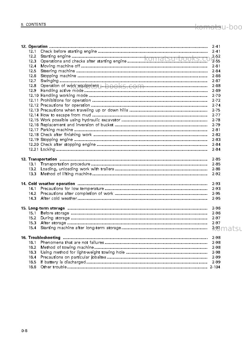 Komatsu pc300lc-6jpn Operation manual cover Page 7 Komatsu pc300lc-6jpn Operation manual cover Page 7