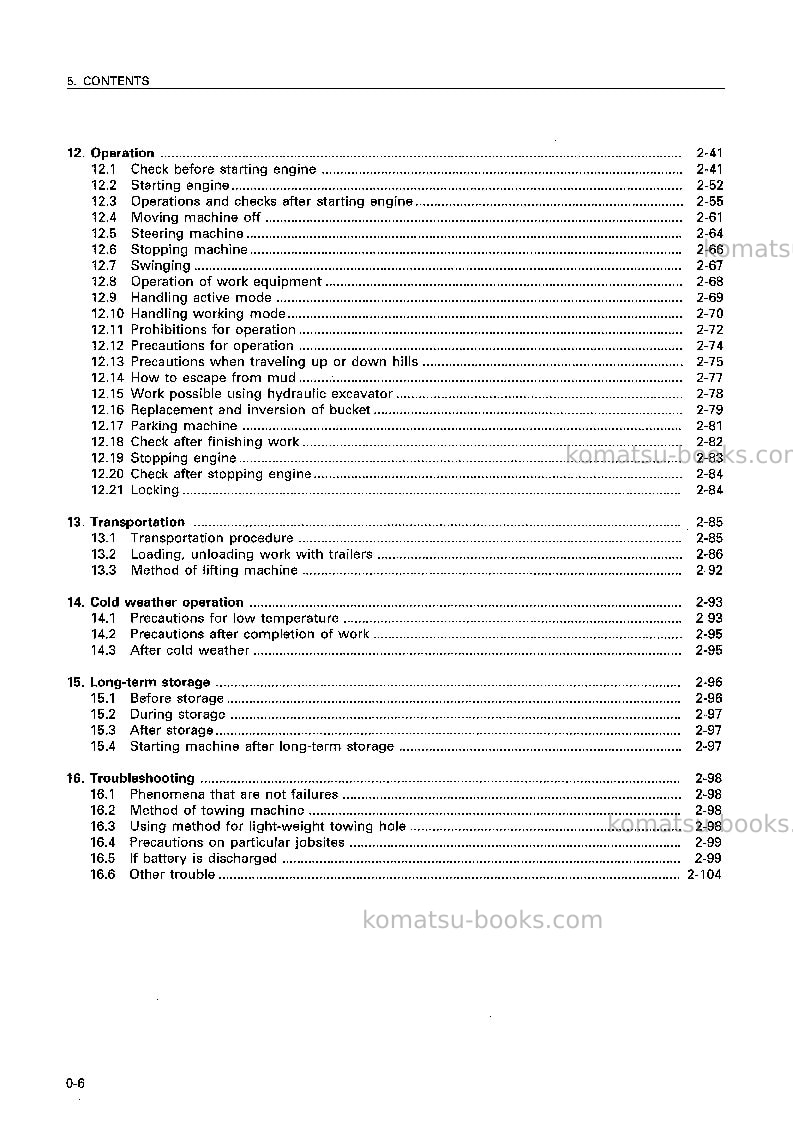 Komatsu pc400lc-6jpn Operation manual cover Page 7 Komatsu pc400lc-6jpn Operation manual cover Page 7