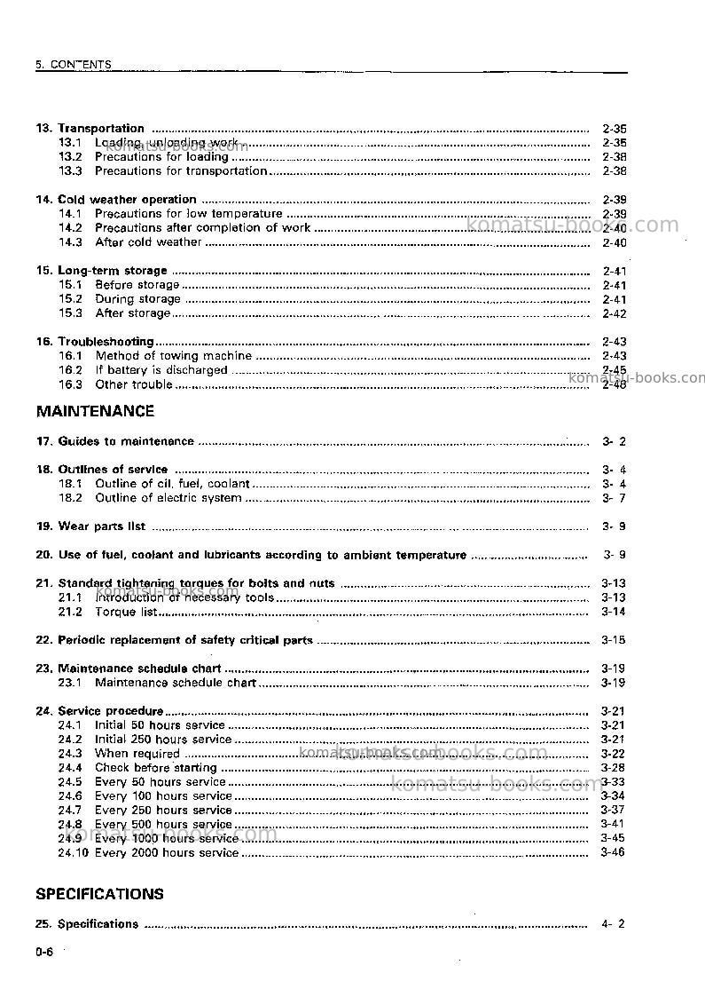 Komatsu jv40dw-3jpn Operation manual cover Page 7 Komatsu jv40dw-3jpn Operation manual cover Page 7