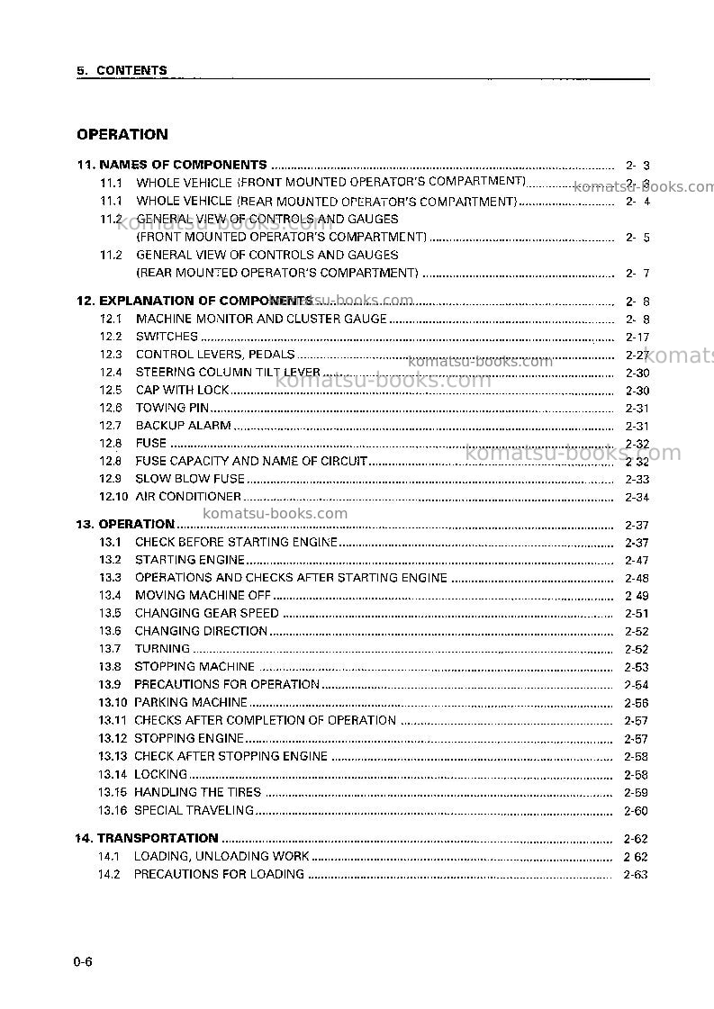 Komatsu wt500e-1jpn Operation manual cover Page 7