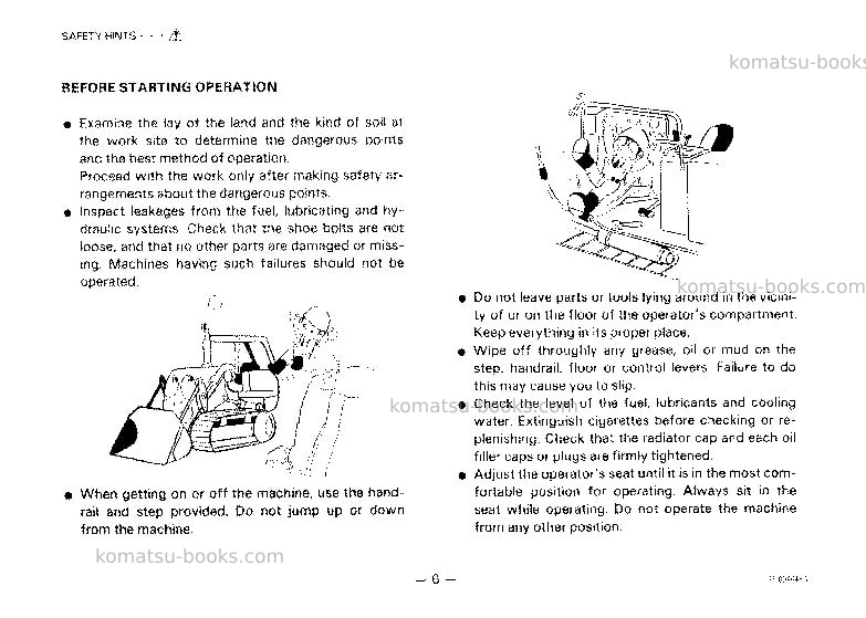 Komatsu d65s-8jpn Operation manual cover Page 7 Komatsu d65s-8jpn Operation manual cover Page 7
