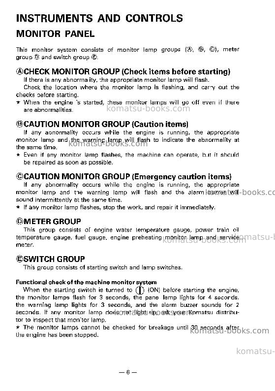 Komatsu d135a-2jpn Operation manual cover Page 7 Komatsu d135a-2jpn Operation manual cover Page 7