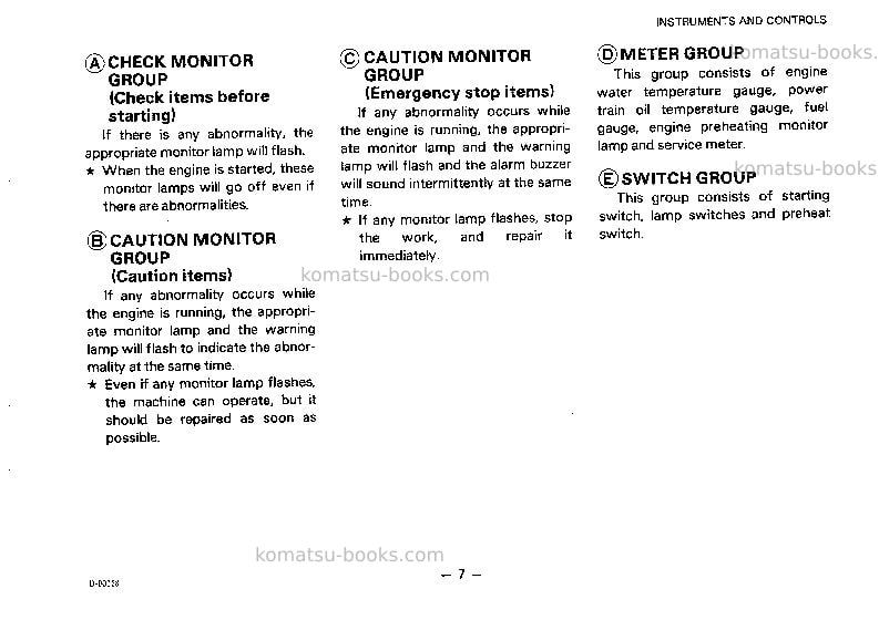 Komatsu d155a-2jpn Operation manual cover Page 7 Komatsu d155a-2jpn Operation manual cover Page 7