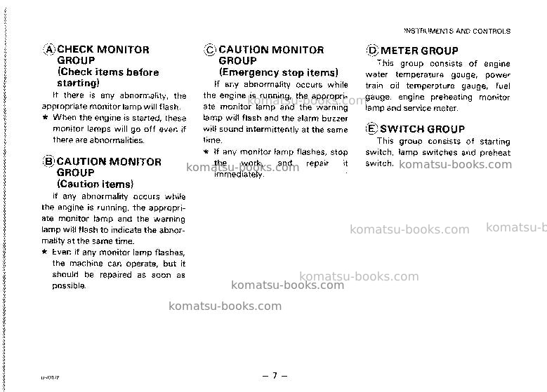 Komatsu d155a-2jpn Operation manual cover Page 7 Komatsu d155a-2jpn Operation manual cover Page 7
