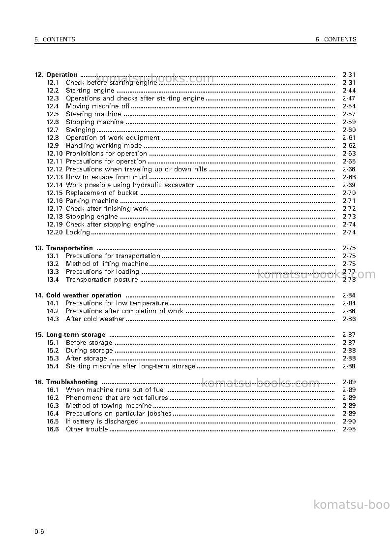 Komatsu pc1100-6jpn Operation manual cover Page 7 Komatsu pc1100-6jpn Operation manual cover Page 7