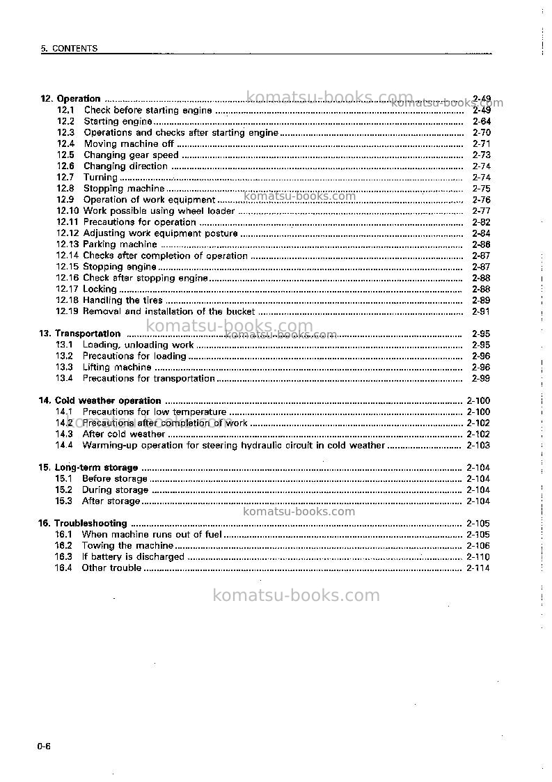 Komatsu wa600-3jpn Operation manual cover Page 7
