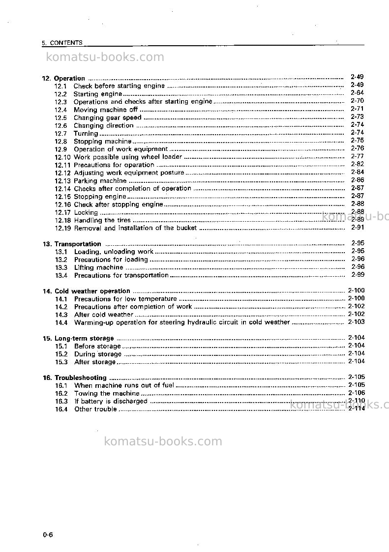 Komatsu wa600-3jpn Operation manual cover Page 7 Komatsu wa600-3jpn Operation manual cover Page 7