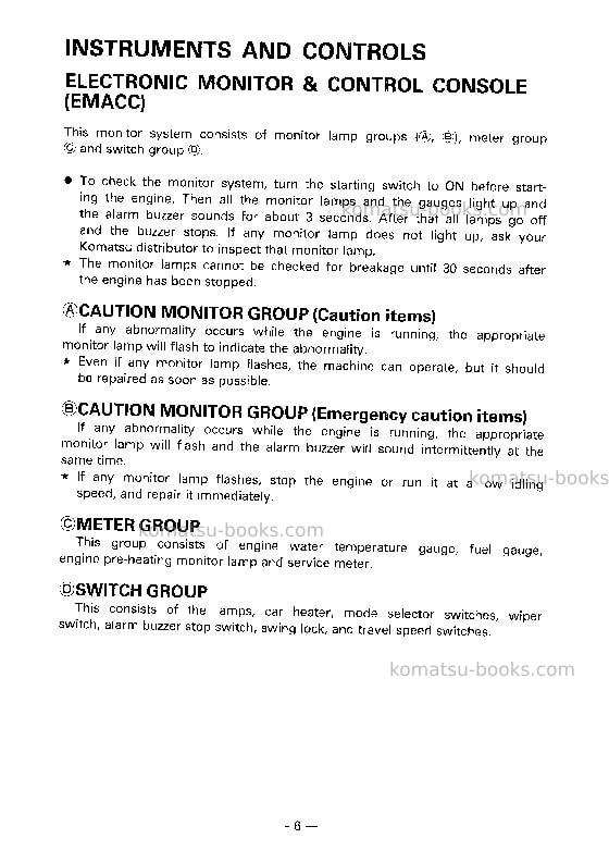 Komatsu pc60-6jpn Operation manual cover Page 7 Komatsu pc60-6jpn Operation manual cover Page 7