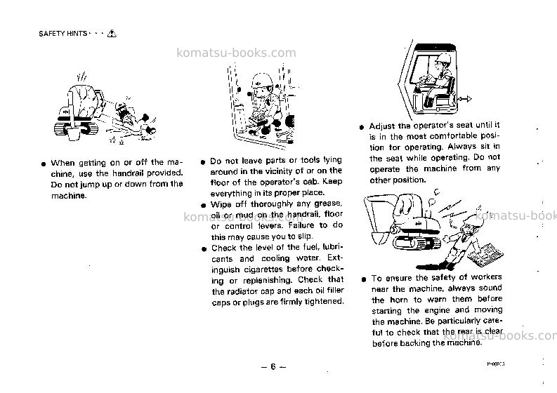 Komatsu pc100l-3jpn Operation manual cover Page 7 Komatsu pc100l-3jpn Operation manual cover Page 7