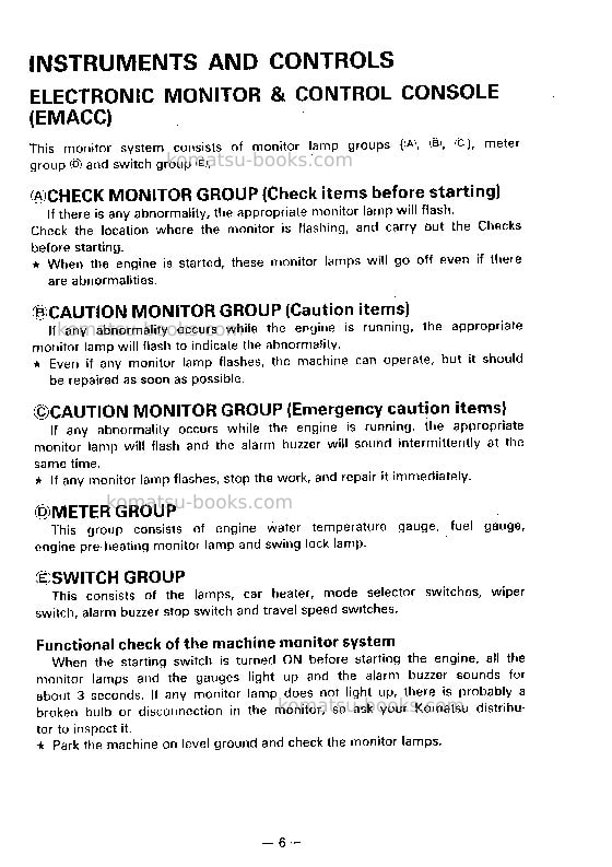 Komatsu pc300-5jpn-mighty Operation manual cover Page 7 Komatsu pc300-5jpn-mighty Operation manual cover Page 7