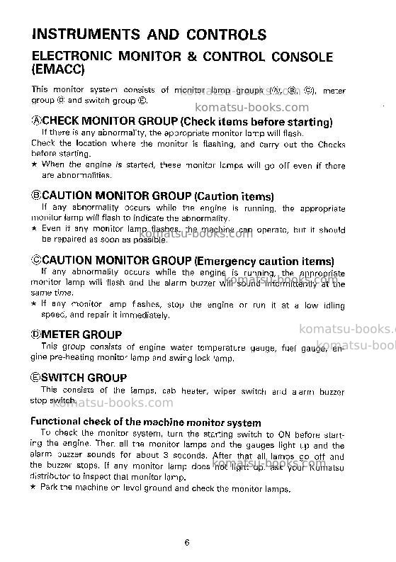 Komatsu pc300-5jpn-custom Operation manual cover Page 7 Komatsu pc300-5jpn-custom Operation manual cover Page 7