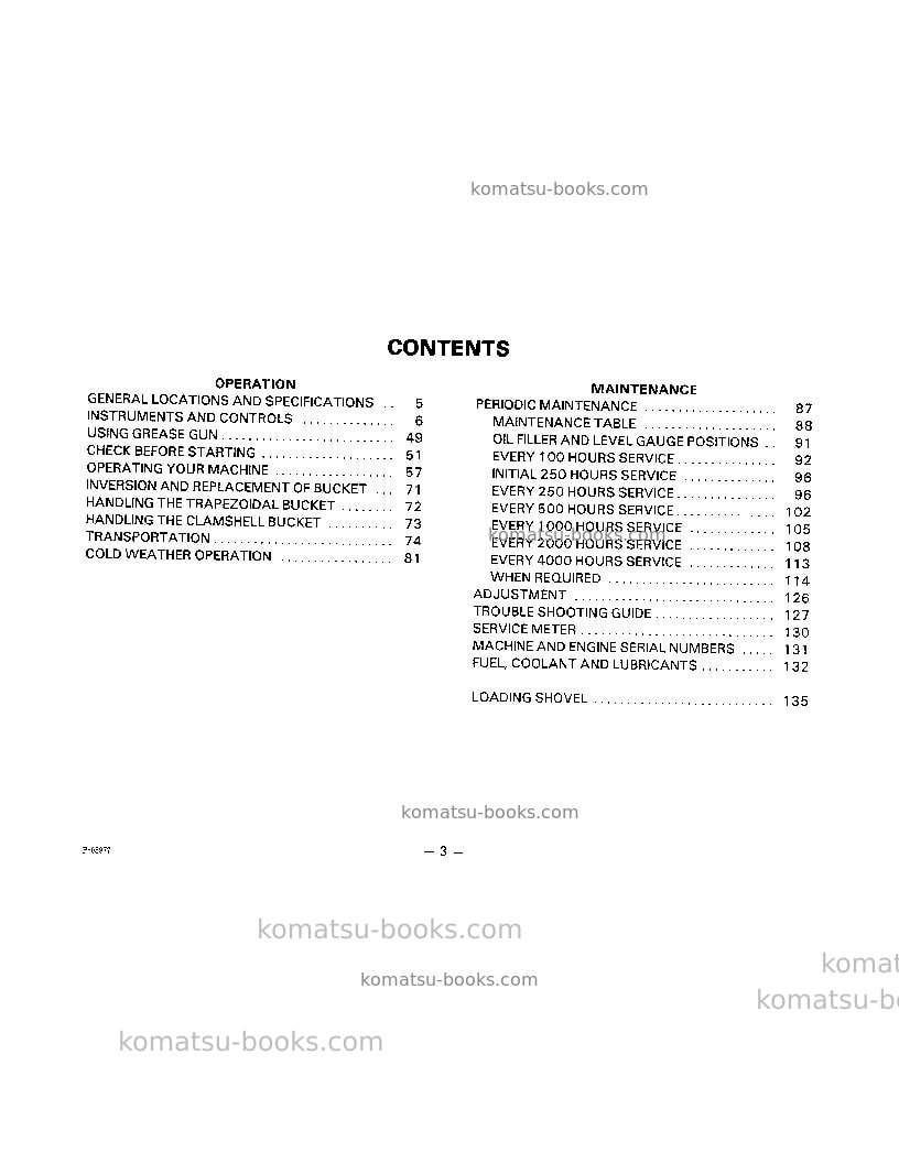 Komatsu pc400-3jpn Operation manual cover Page 7 Komatsu pc400-3jpn Operation manual cover Page 7