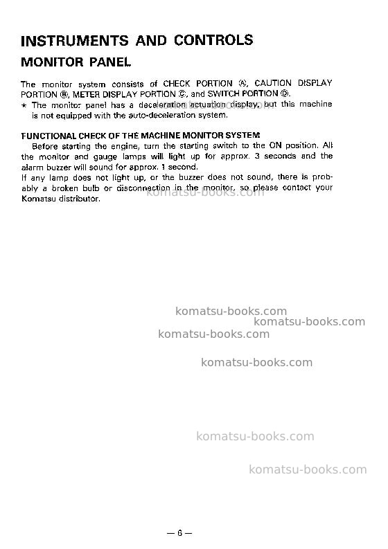 Komatsu pc20-7jpn Operation manual cover Page 7 Komatsu pc20-7jpn Operation manual cover Page 7