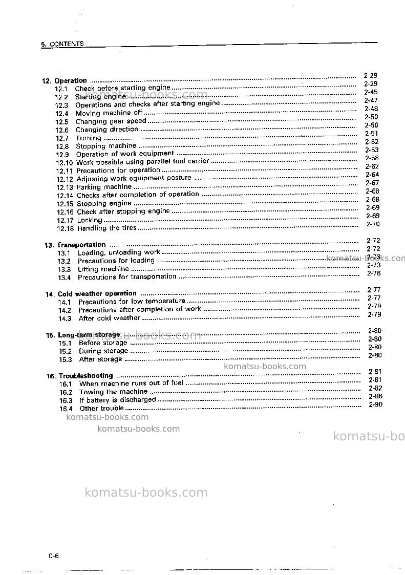 Komatsu wa250pt-3jpn Operation manual cover Page 7 Komatsu wa250pt-3jpn Operation manual cover Page 7