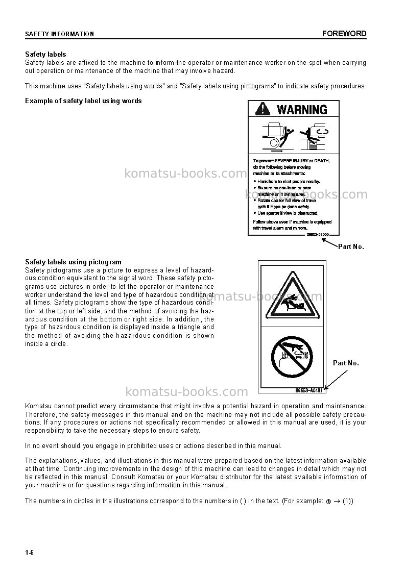 Komatsu pc1800-6jpn Operation manual cover Page 7 Komatsu pc1800-6jpn Operation manual cover Page 7