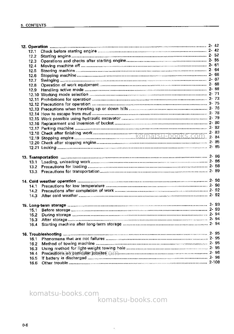 Komatsu pc200-6jpn Operation manual cover Page 7 Komatsu pc200-6jpn Operation manual cover Page 7