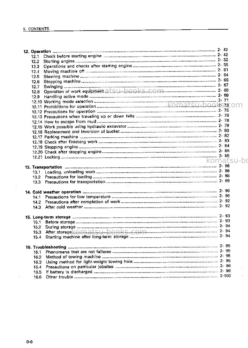 Komatsu pc250-6jpn Operation manual cover Page 7 Komatsu pc250-6jpn Operation manual cover Page 7