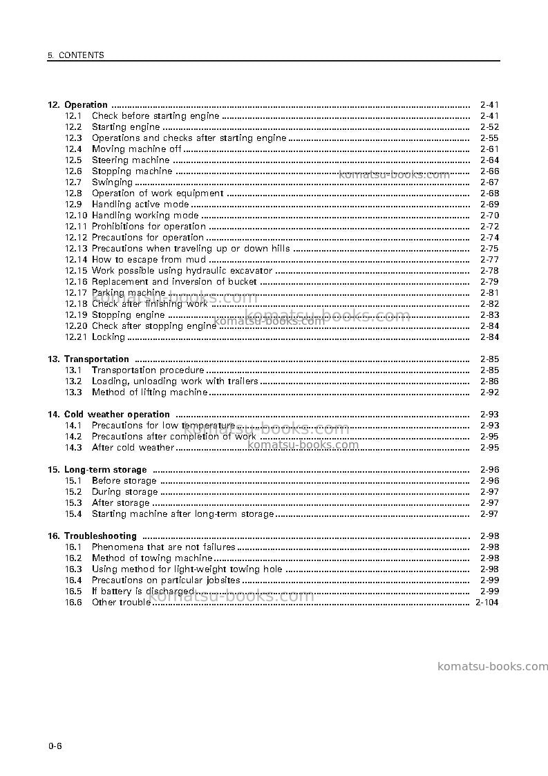 Komatsu pc350-6jpn Operation manual cover Page 7 Komatsu pc350-6jpn Operation manual cover Page 7