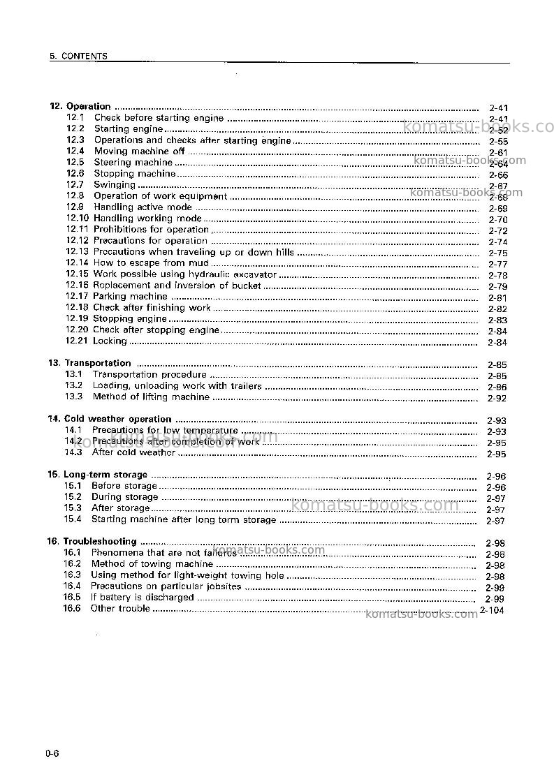 Komatsu pc400-6jpn Operation manual cover Page 7 Komatsu pc400-6jpn Operation manual cover Page 7