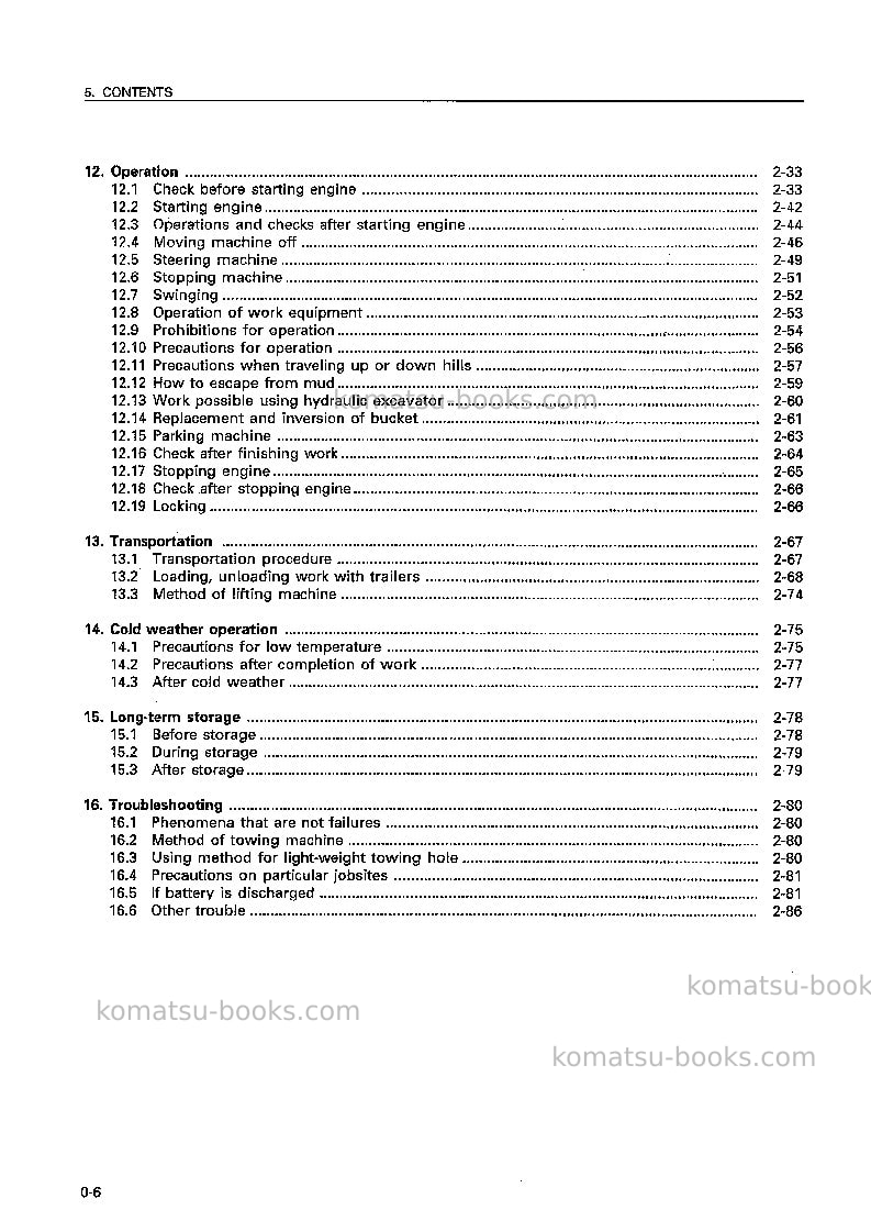 Komatsu pc400-6jpn-excel Operation manual cover Page 7 Komatsu pc400-6jpn-excel Operation manual cover Page 7