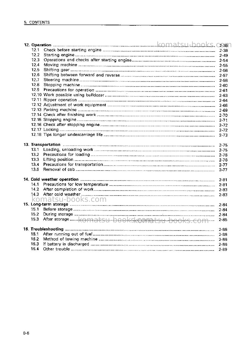 Komatsu d275a-2jpn Operation manual cover Page 7 Komatsu d275a-2jpn Operation manual cover Page 7