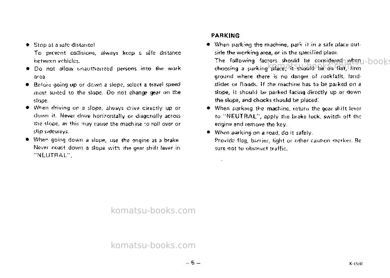 Komatsu jv40-1jpn Operation manual cover Page 7