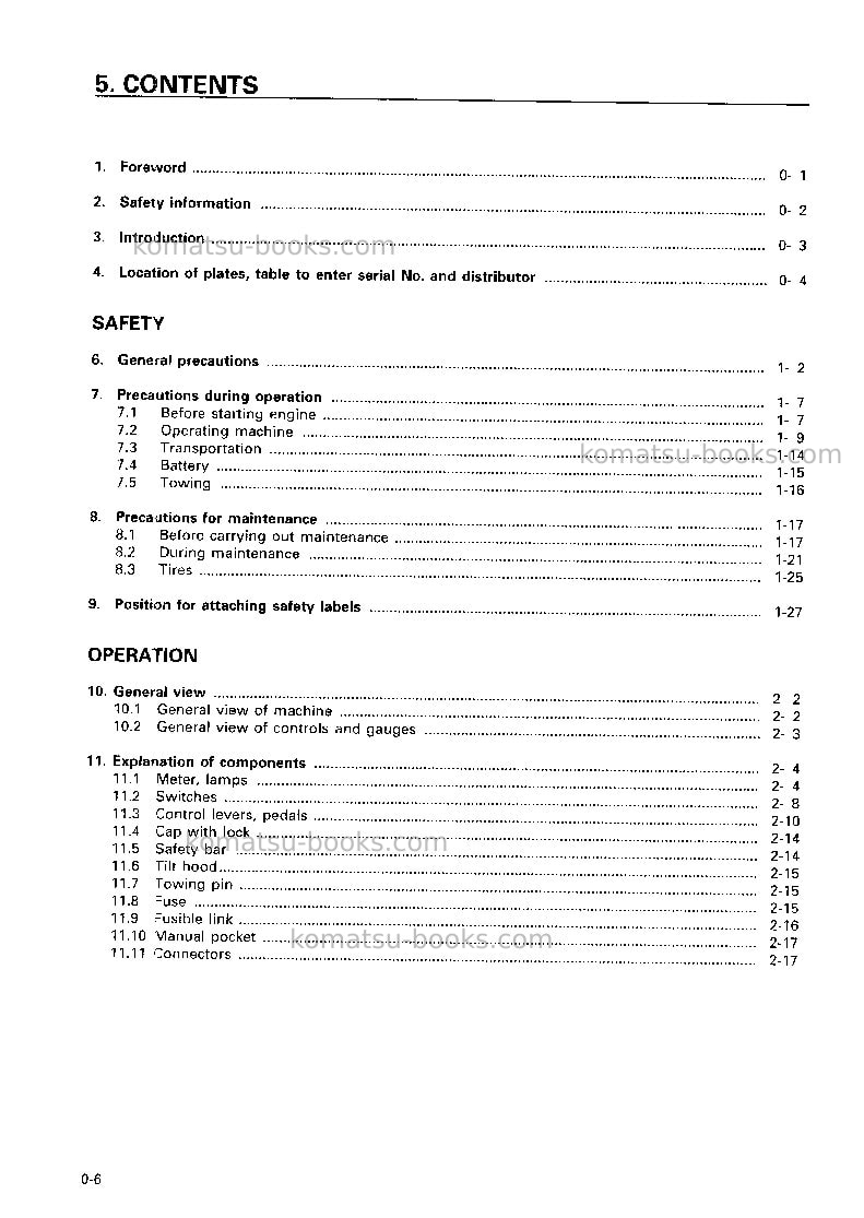 Komatsu wa20-2jpn Operation manual cover Page 7 Komatsu wa20-2jpn Operation manual cover Page 7
