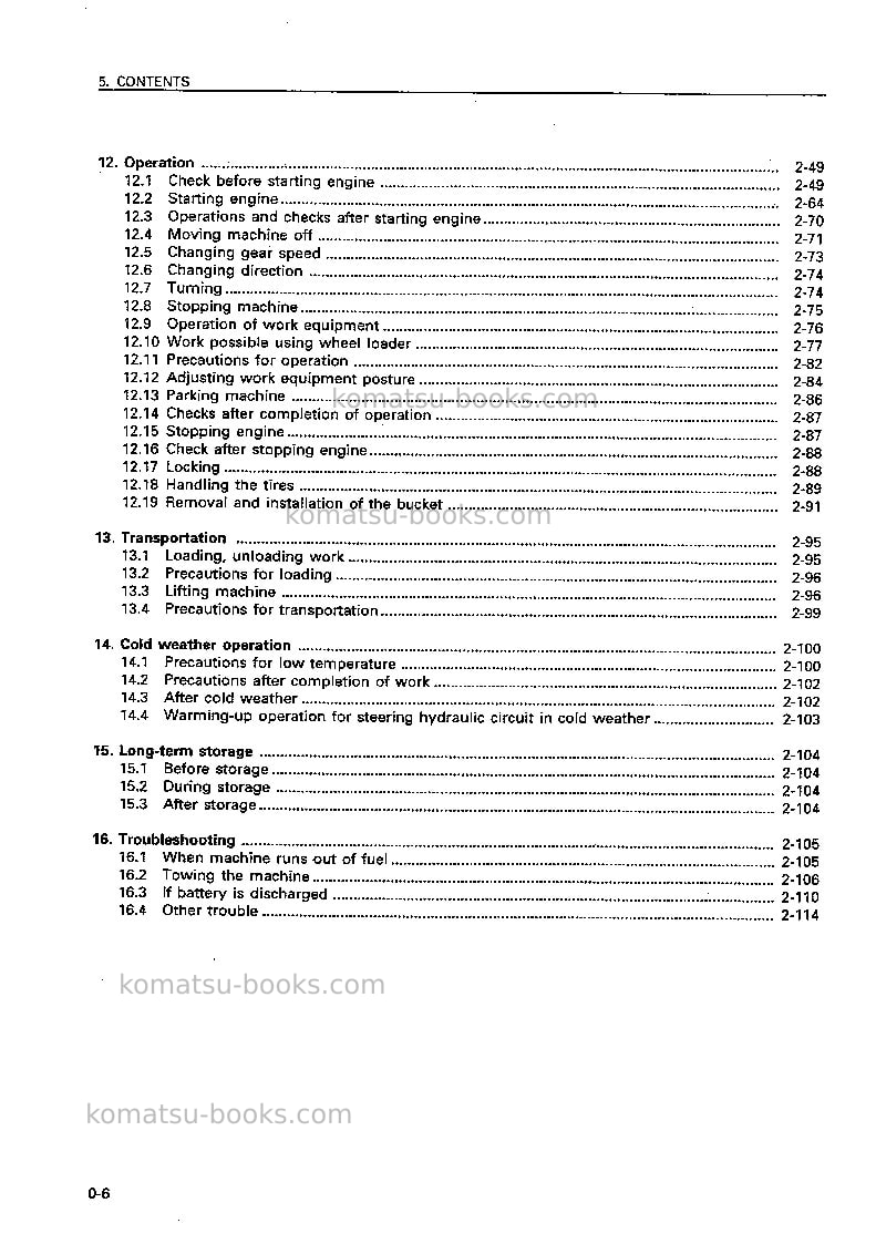 Komatsu wa600-3jpn Operation manual cover Page 7 Komatsu wa600-3jpn Operation manual cover Page 7