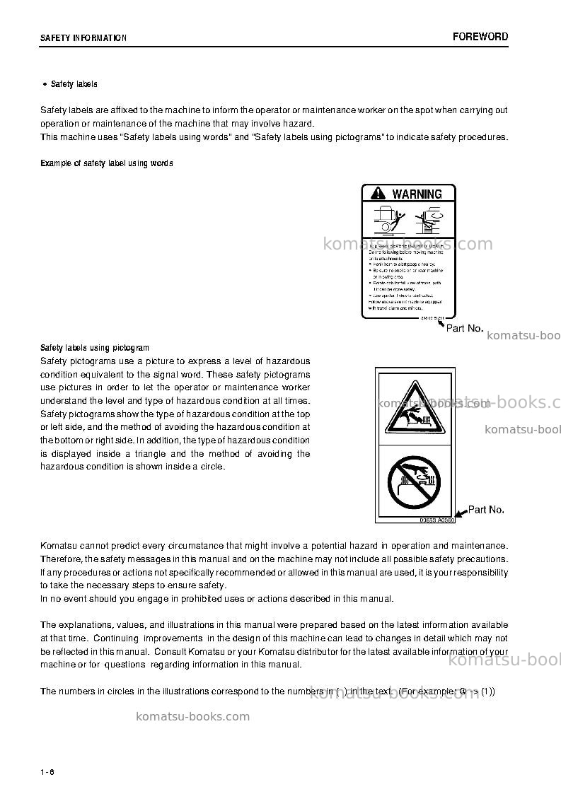 Komatsu pc600lc-6jpn Operation manual cover Page 7 Komatsu pc600lc-6jpn Operation manual cover Page 7