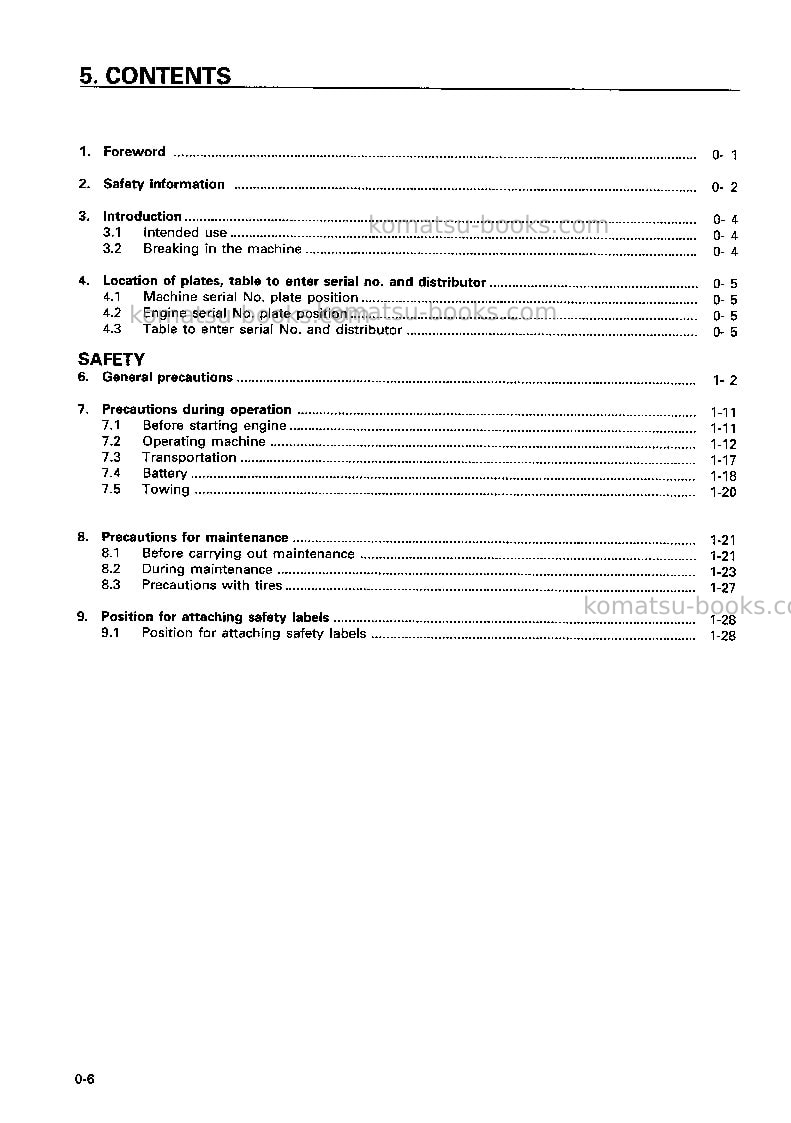 Komatsu gd305a-3jpn Operation manual cover Page 7 Komatsu gd305a-3jpn Operation manual cover Page 7
